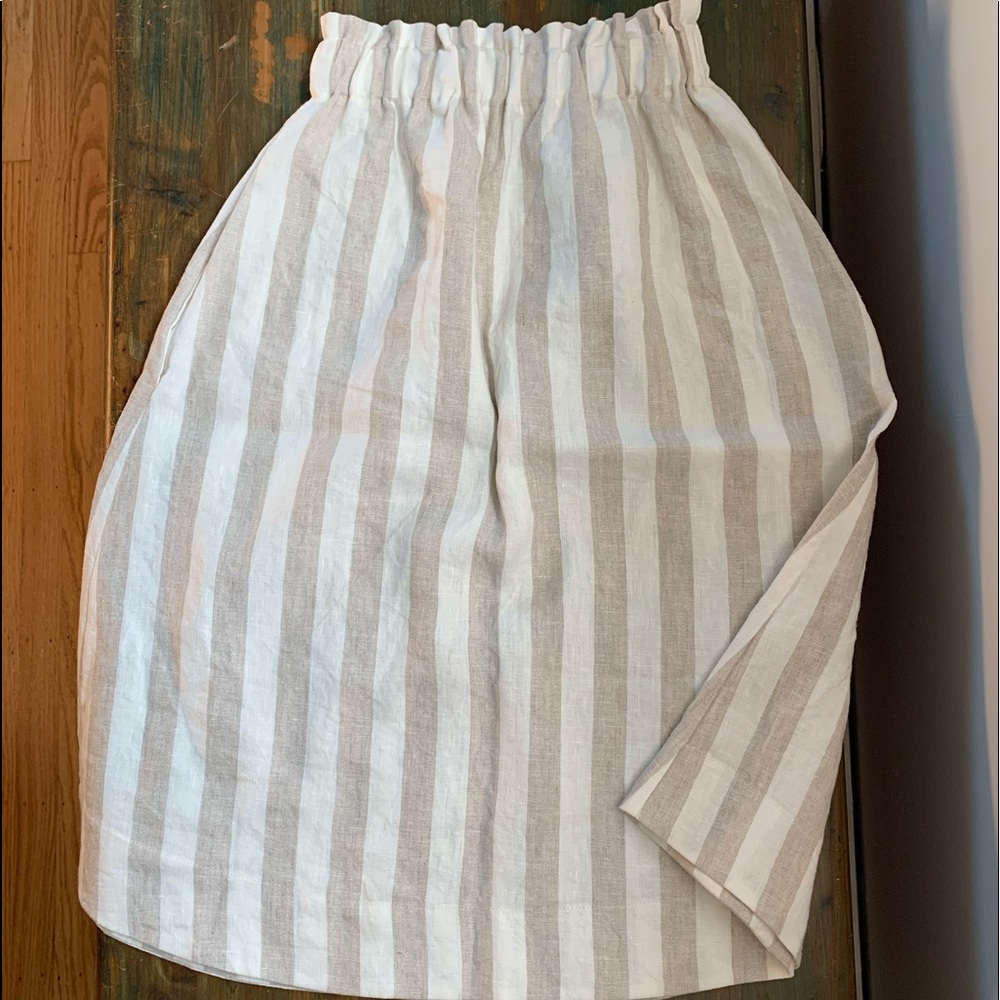 Lauren Winter Sage Skirt in Ivory Flax Stripe XS